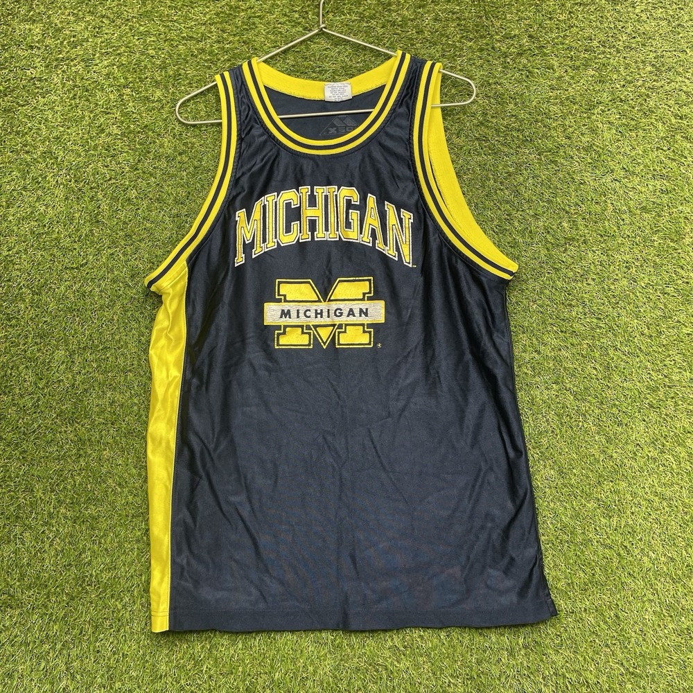 Vintage Michigan Wolverines Apex One Jersey Mens Large Blue NCAA Basketball 90s